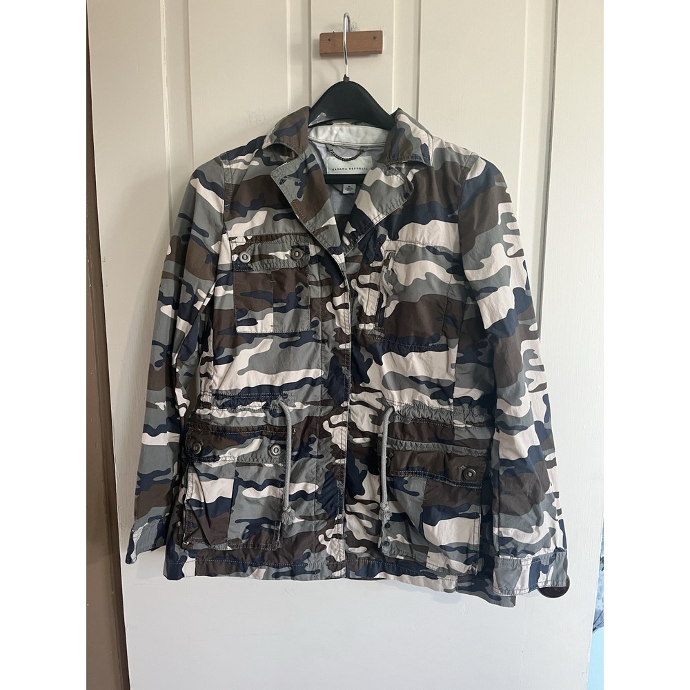 Banana Republic Women's Cotton Collared Size Medium Army Camo Utility Jacket